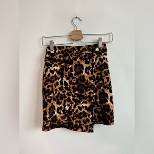 Leopard Print Wrap Mini Skirt